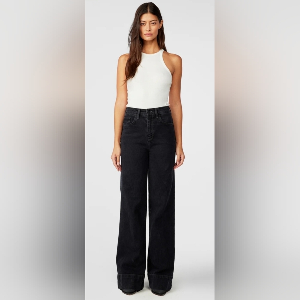 Triarchy Onassis V-High Rise Wide Leg Jean - Loved Black Size 30!
